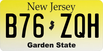 NJ license plate B76ZQH