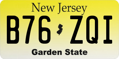 NJ license plate B76ZQI