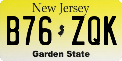 NJ license plate B76ZQK