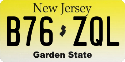 NJ license plate B76ZQL