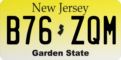 NJ license plate B76ZQM