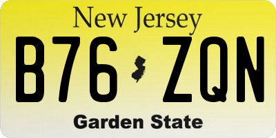 NJ license plate B76ZQN