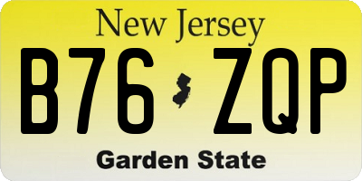NJ license plate B76ZQP