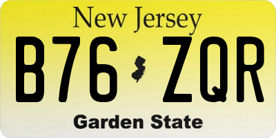 NJ license plate B76ZQR