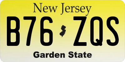 NJ license plate B76ZQS
