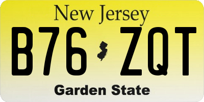 NJ license plate B76ZQT