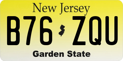 NJ license plate B76ZQU
