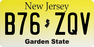 NJ license plate B76ZQV
