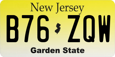 NJ license plate B76ZQW