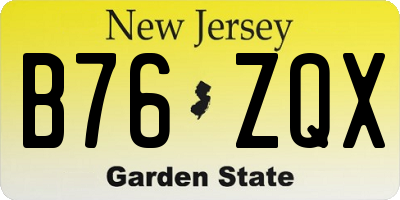 NJ license plate B76ZQX