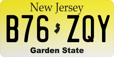NJ license plate B76ZQY