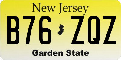 NJ license plate B76ZQZ