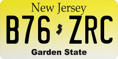 NJ license plate B76ZRC