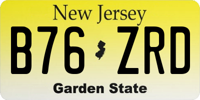 NJ license plate B76ZRD