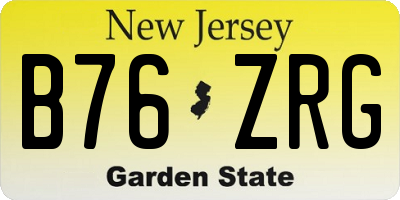 NJ license plate B76ZRG