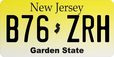 NJ license plate B76ZRH