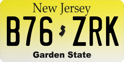NJ license plate B76ZRK