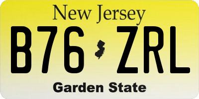 NJ license plate B76ZRL