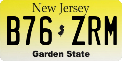NJ license plate B76ZRM
