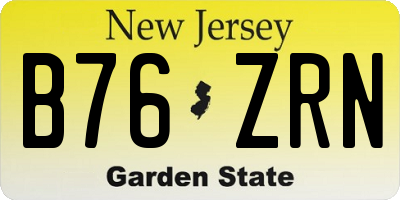 NJ license plate B76ZRN