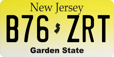 NJ license plate B76ZRT