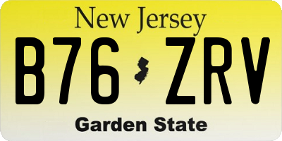 NJ license plate B76ZRV