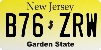 NJ license plate B76ZRW