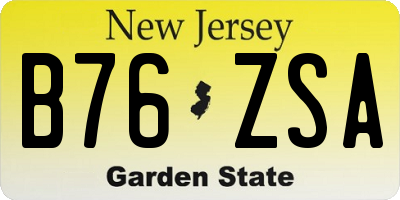 NJ license plate B76ZSA