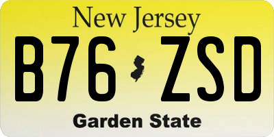 NJ license plate B76ZSD