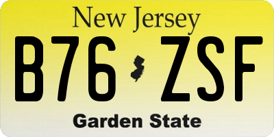 NJ license plate B76ZSF
