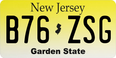 NJ license plate B76ZSG