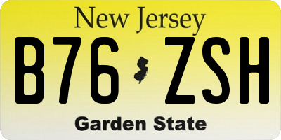 NJ license plate B76ZSH