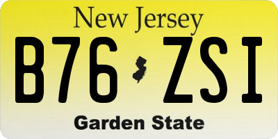 NJ license plate B76ZSI