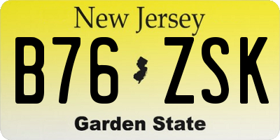 NJ license plate B76ZSK