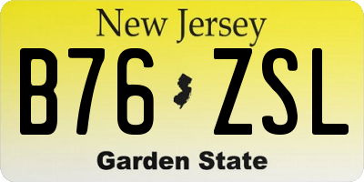 NJ license plate B76ZSL