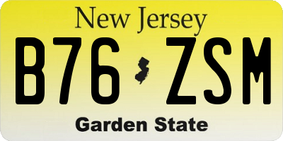 NJ license plate B76ZSM