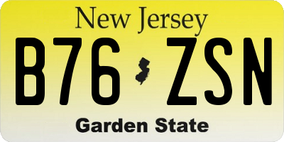 NJ license plate B76ZSN