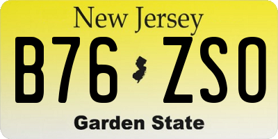 NJ license plate B76ZSO