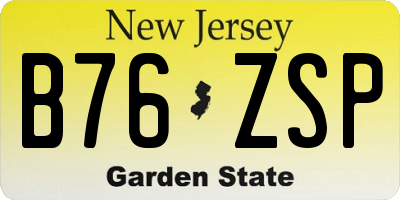 NJ license plate B76ZSP