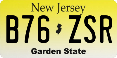 NJ license plate B76ZSR