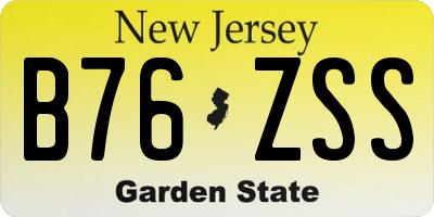 NJ license plate B76ZSS