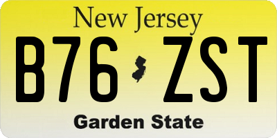 NJ license plate B76ZST