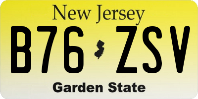 NJ license plate B76ZSV