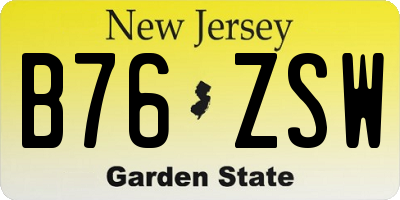NJ license plate B76ZSW