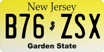NJ license plate B76ZSX