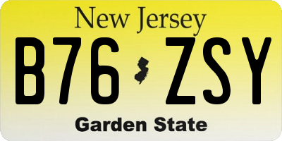 NJ license plate B76ZSY