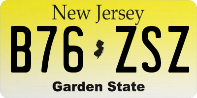 NJ license plate B76ZSZ