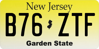 NJ license plate B76ZTF