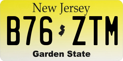 NJ license plate B76ZTM