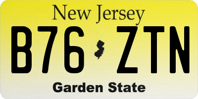 NJ license plate B76ZTN